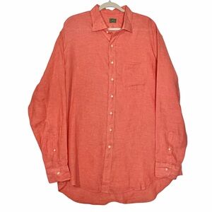 Sid Mashburn 100% Linen Shirt Mens Size XXL Salmon Long Sleeve Casual Vacation